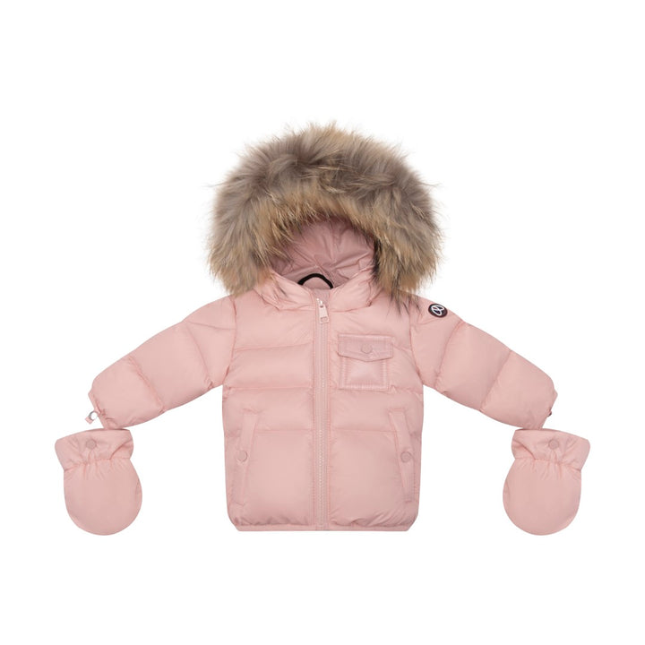 F25-5031P-BELLA ENFANT FUR DOWN JACKET-Baby Pink Racoon
