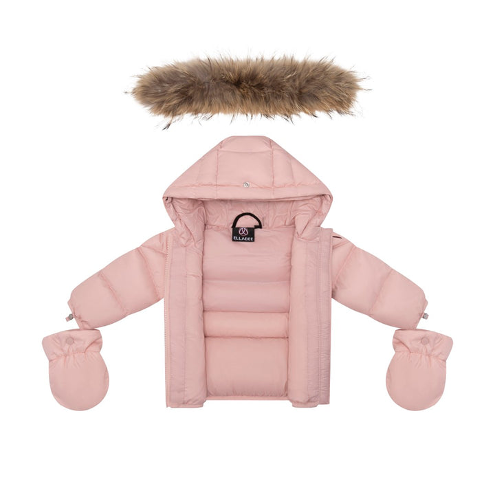 F25-5031P-BELLA ENFANT FUR DOWN JACKET-Baby Pink Racoon