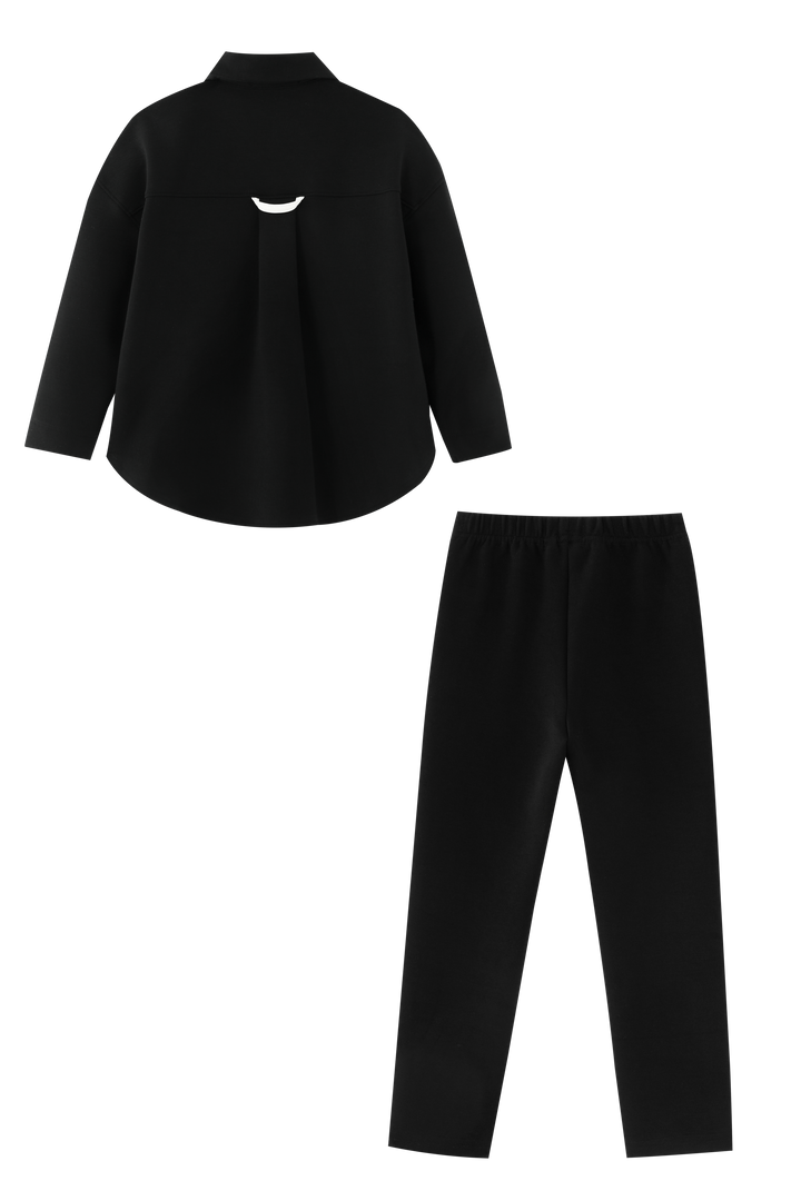 COLLARED ROBE SET-BLACK