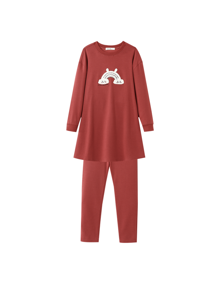 COZY RAINBOW NIGHTSHIRT-RUST