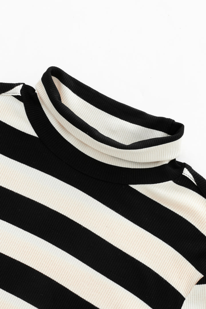 BOLD STRIPED TURTLENECK-BLACK STRIPED