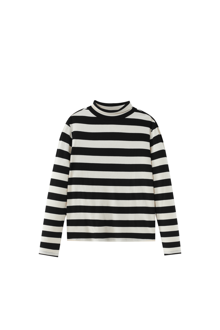 BOLD STRIPED TURTLENECK-BLACK STRIPED