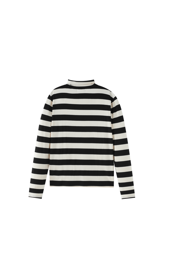 BOLD STRIPED TURTLENECK-BLACK STRIPED