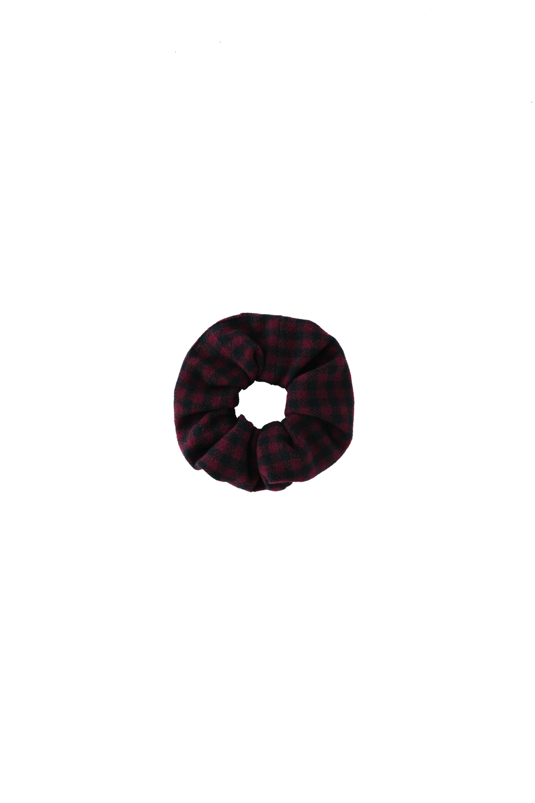 CHECKERED SCRUNCHIE-BURGUNDY CHECKERED