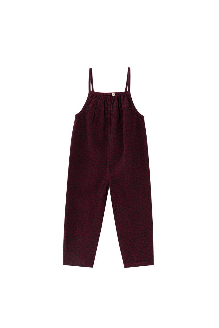 BUTTERFLY PRINTED CORDUROY ROMPER-BURGUNDY