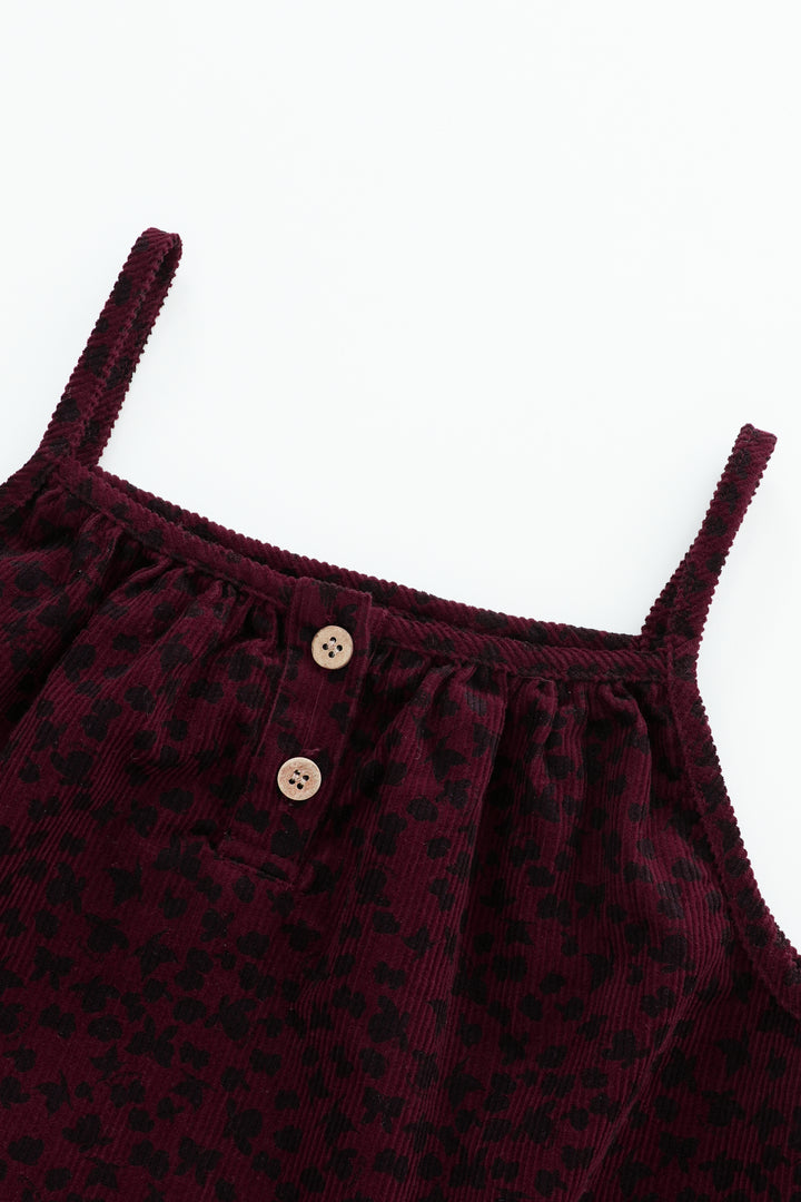 BUTTERFLY PRINTED CORDUROY JUMPER-BURGUNDY