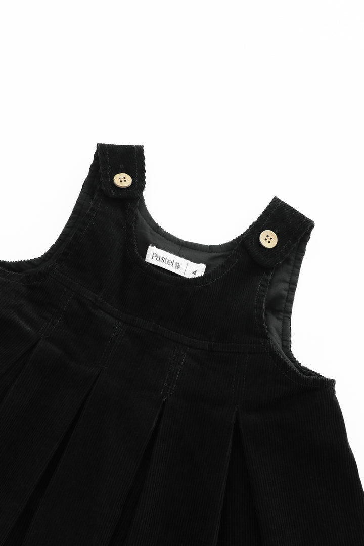 CORDUROY PLEATED HIGH YOKE JUMPER-BLACK