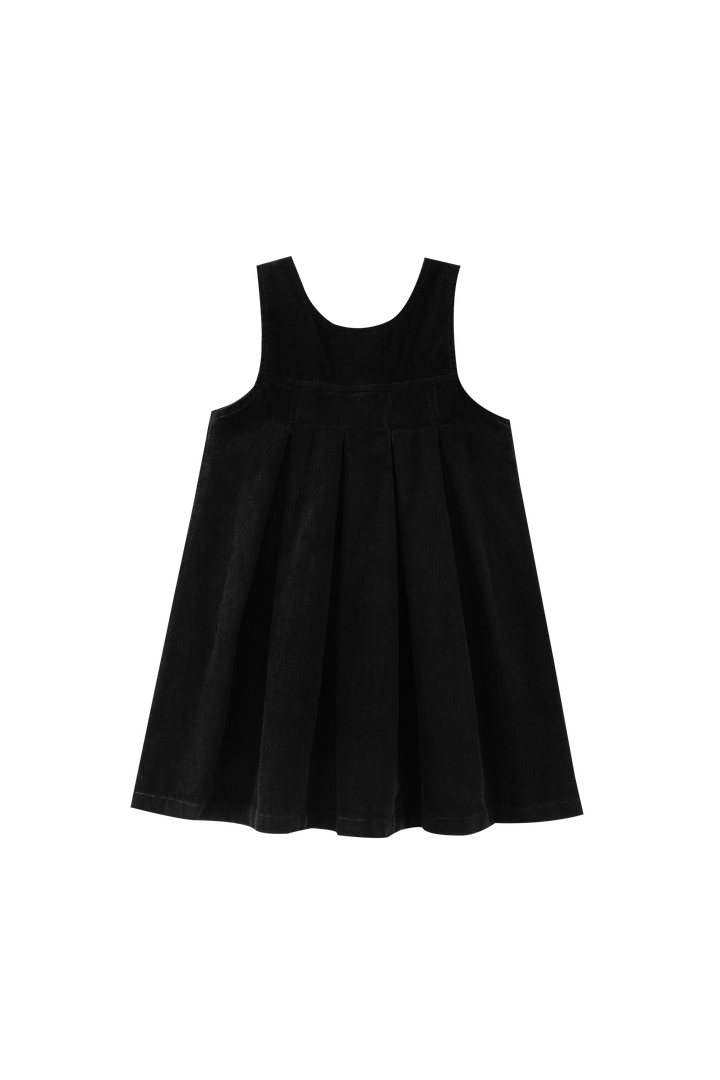 CORDUROY PLEATED HIGH YOKE JUMPER-BLACK