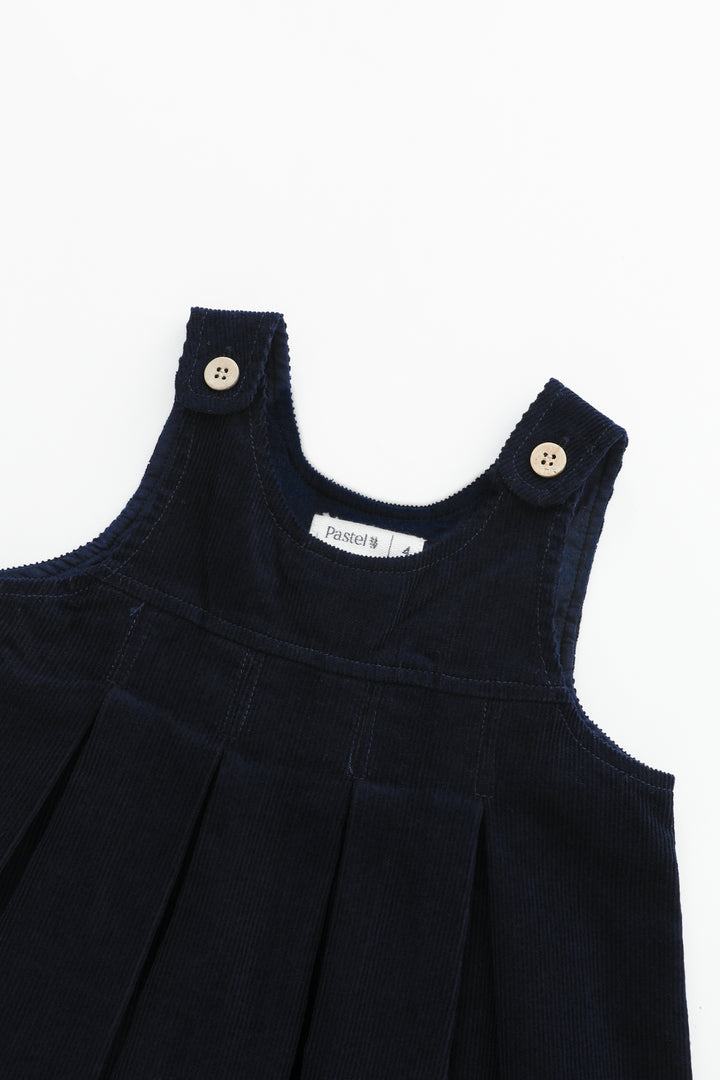 CORDUROY PLEATED HIGH YOKE JUMPER-NAVY