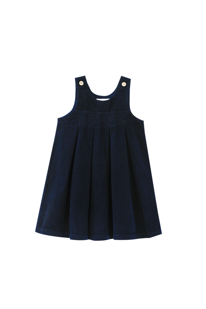 CORDUROY PLEATED HIGH YOKE JUMPER-NAVY