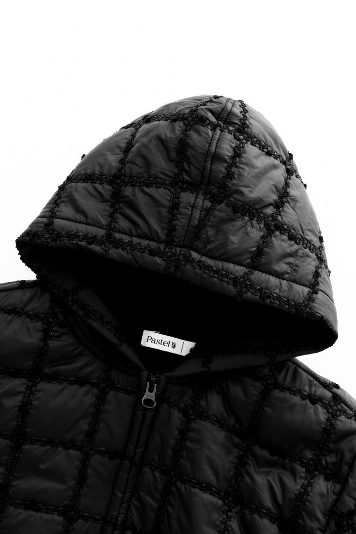 CHECKERED QUILTED JACKET-BLACK