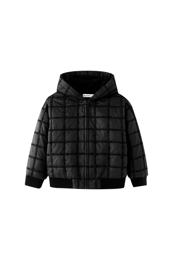 CHECKERED QUILTED JACKET-BLACK