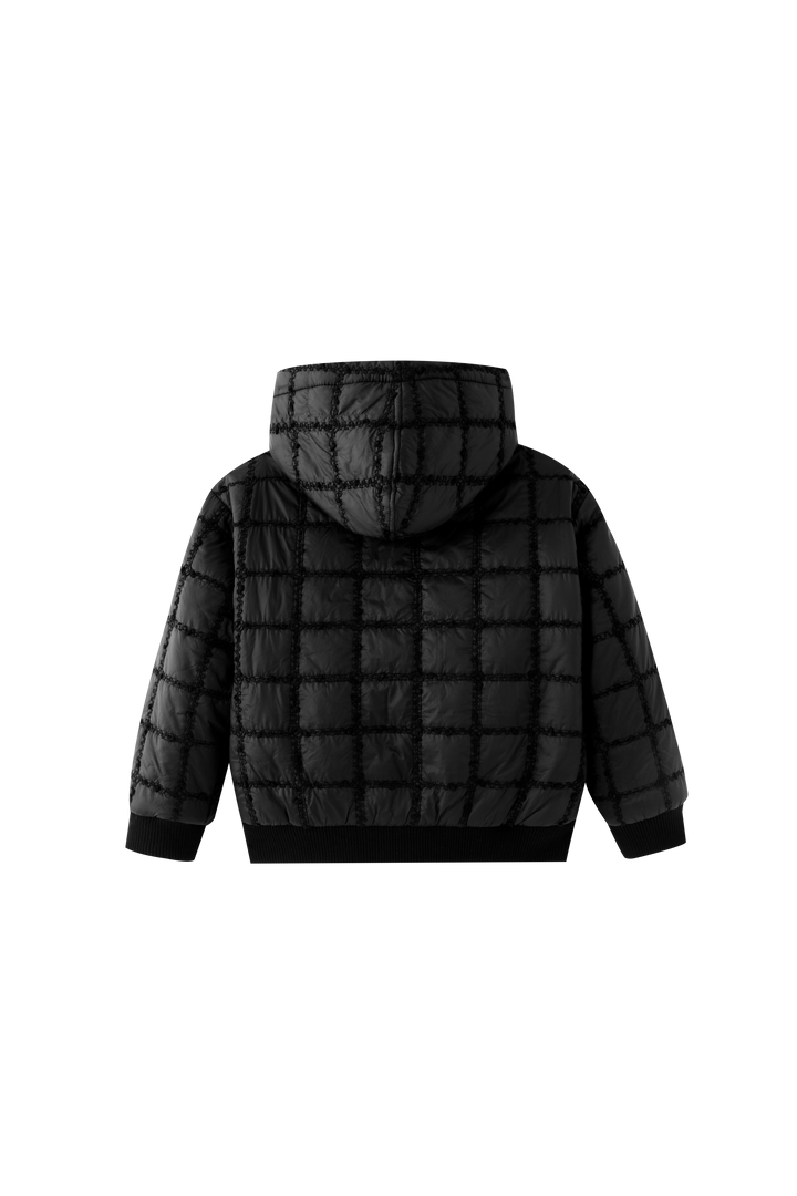 CHECKERED QUILTED JACKET-BLACK