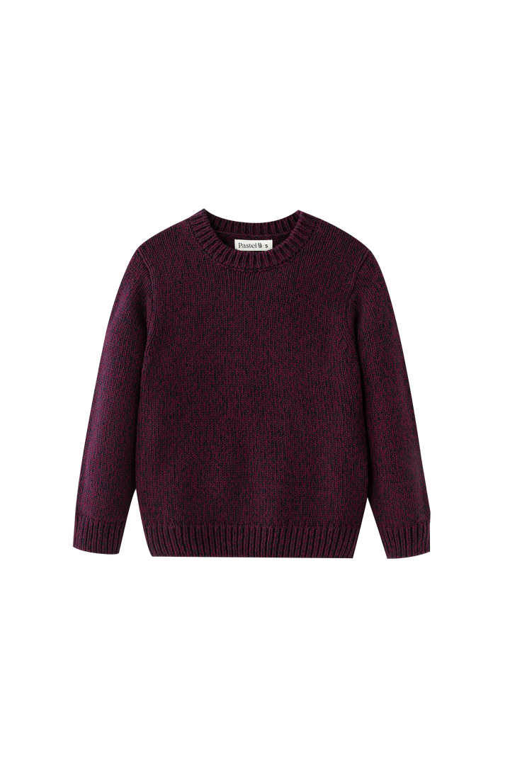 BURGUNDY MARLED SWEATER-BURGUNDY MARLED