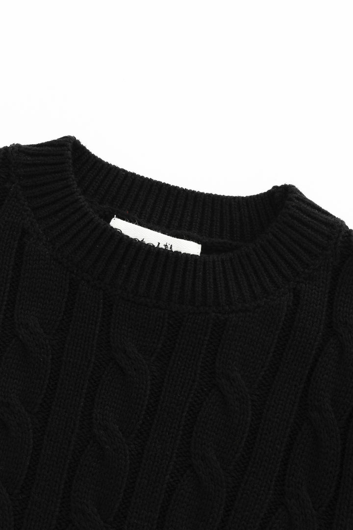 CABLE SWEATER-BLACK