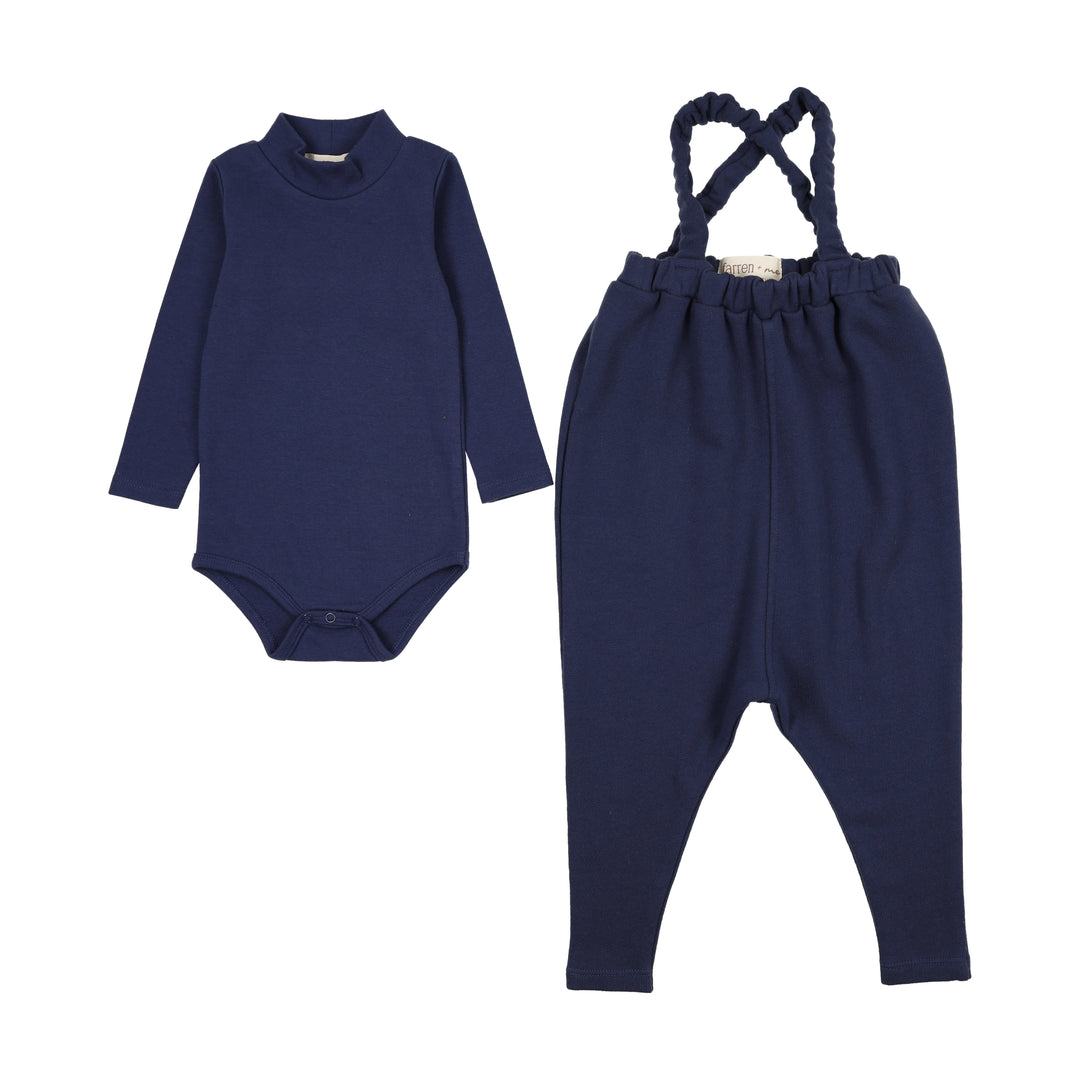 FAW25-02-French terry overall and Mockneck onesie set-Washed blue