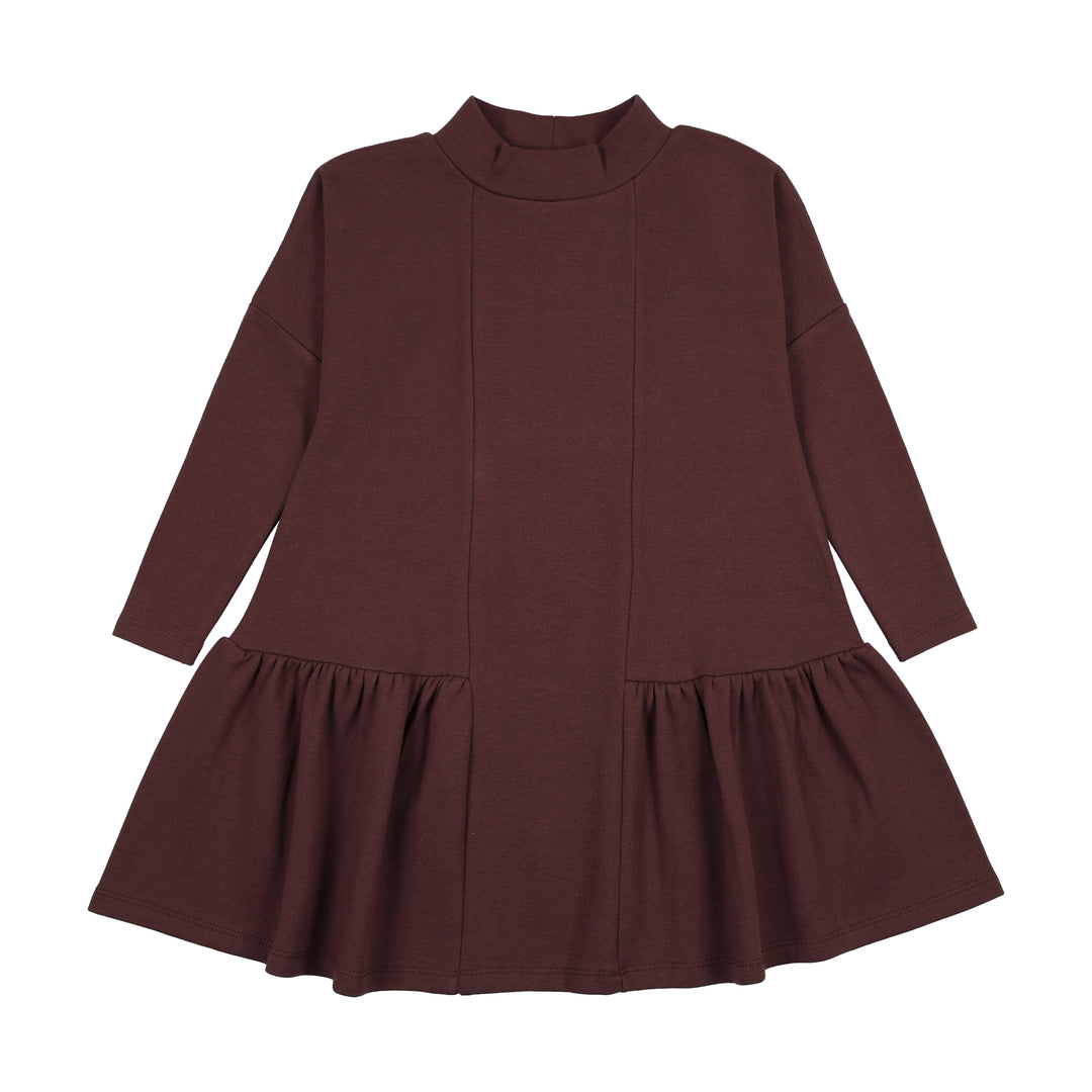 FAW25-11-Low waisted mockneck dress-Washed Burgundy
