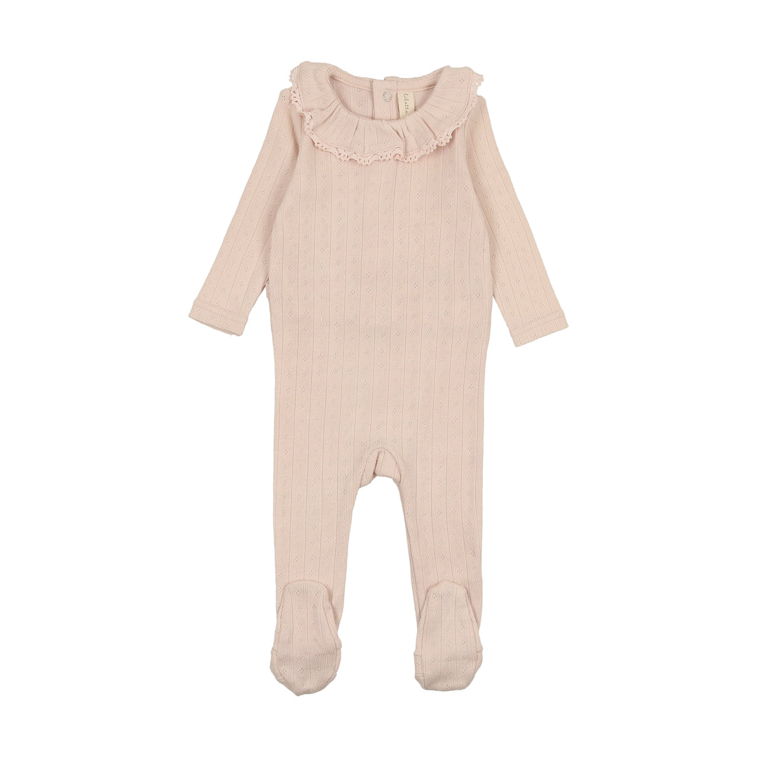 FINE POINTELLE RUFFLE COLLAR FOOTIE-Petal