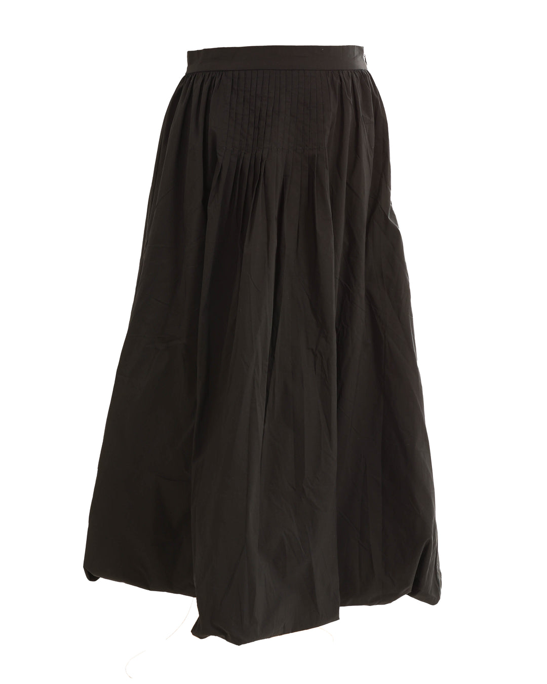 HSK872-BALLOON SKIRT WITH VERTICAL TUCKS DETAIL-BLACK