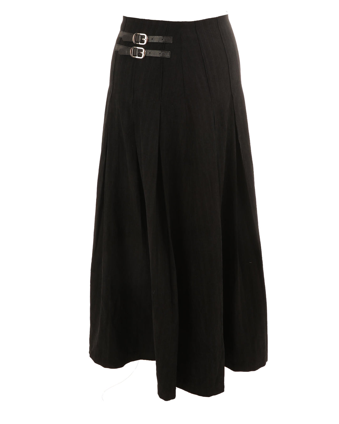 HSK879-SKIRT WITH BUCKLES-BLACK