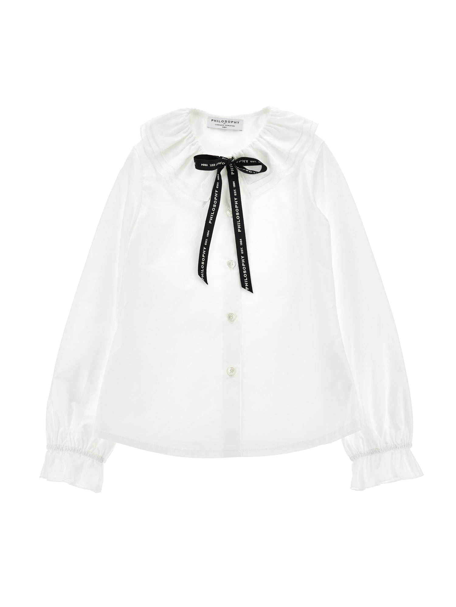 I1H302 PANNA+NERO BUTTON UP SHIRT WITH LOGO RIBBON TIE – whoopikids