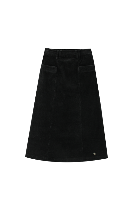 CORDUROY SKIRT WITH POCKETS-BLACK