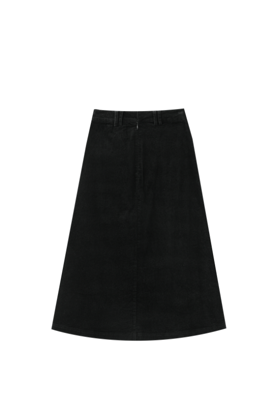 CORDUROY SKIRT WITH POCKETS-BLACK