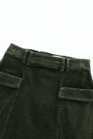 CORDUROY SKIRT WITH POCKETS-GREEN