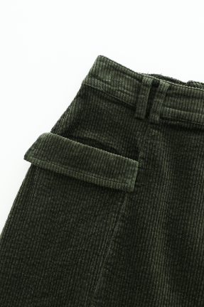 CORDUROY SKIRT WITH POCKETS-GREEN