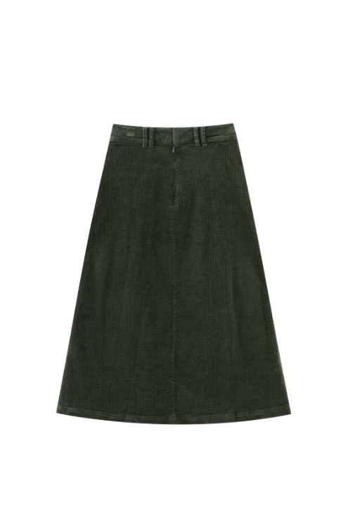 CORDUROY SKIRT WITH POCKETS-GREEN