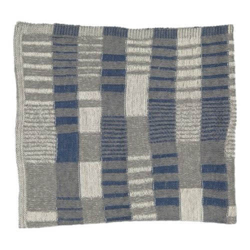 Spool knit blanket Grey/Ecru/Blue