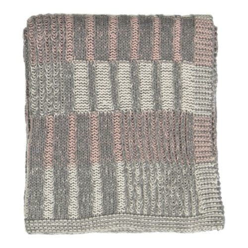 Spool knit blanket Grey/Ecru/Blush