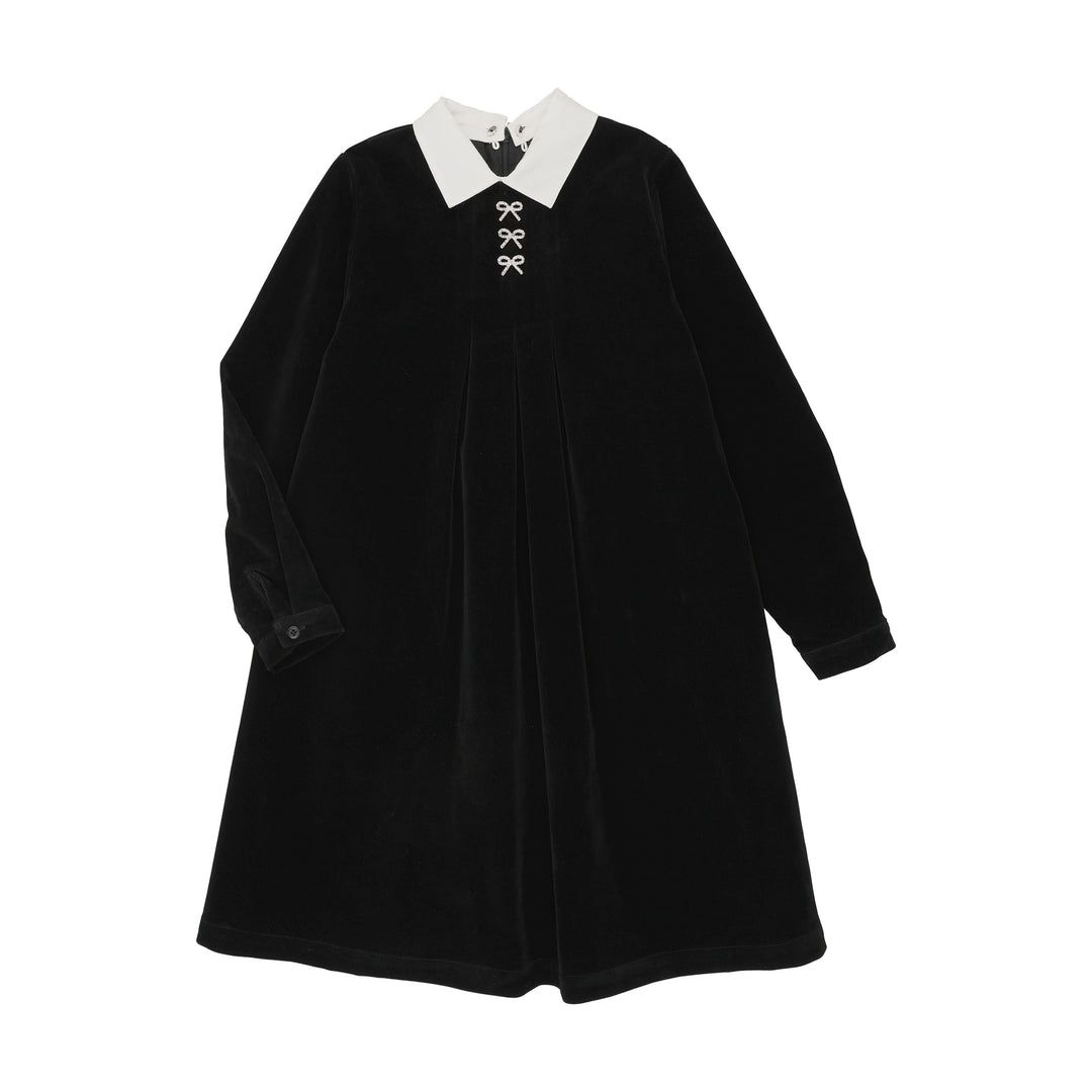 V692-Velvet Shabbos-Black velvet white collar