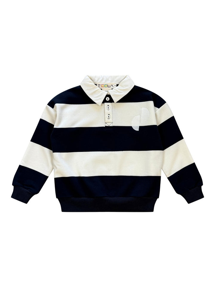 21-113-Stripe Boy Polo-Navy
