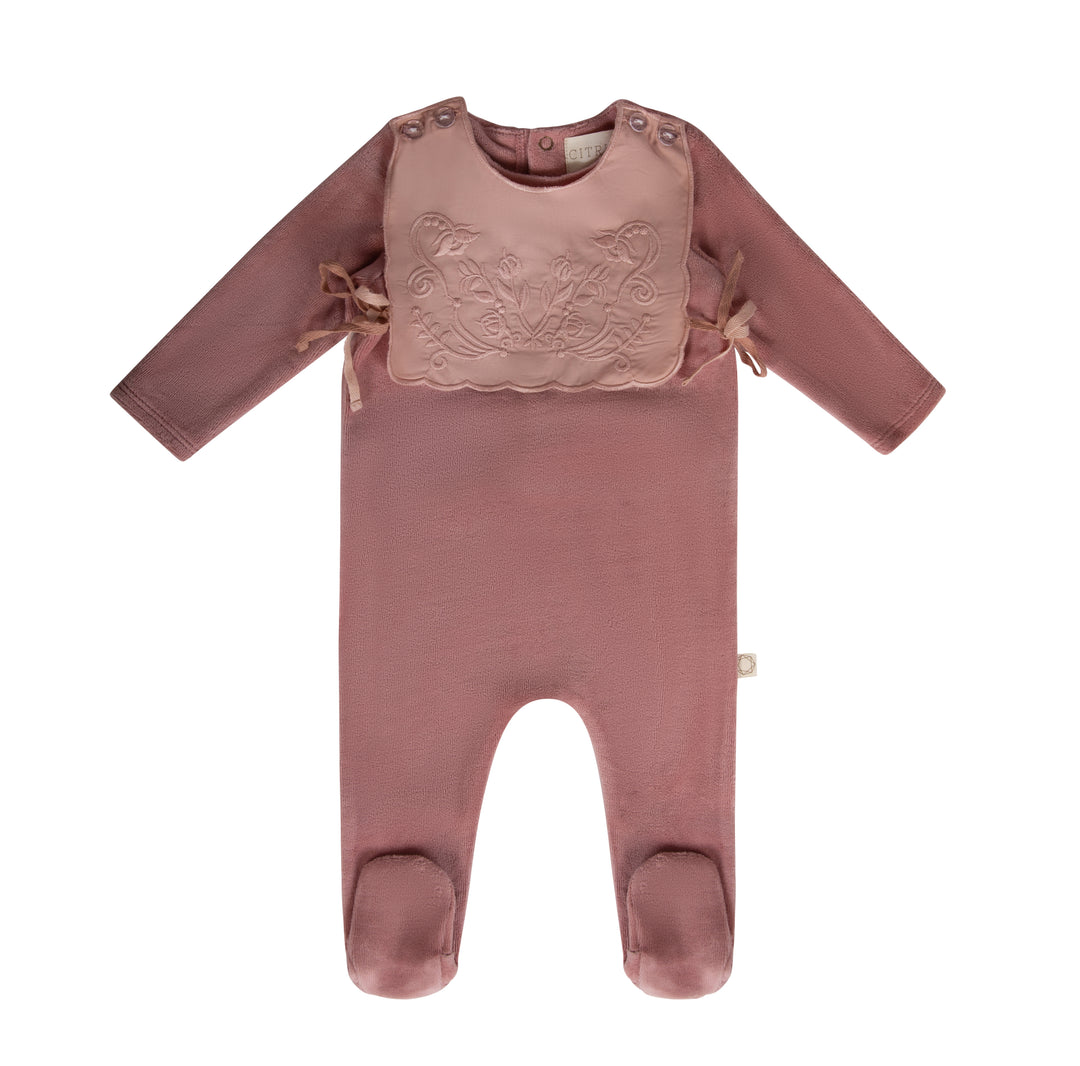 APPLIQUED BIB STRETCHY-Antique Rose
