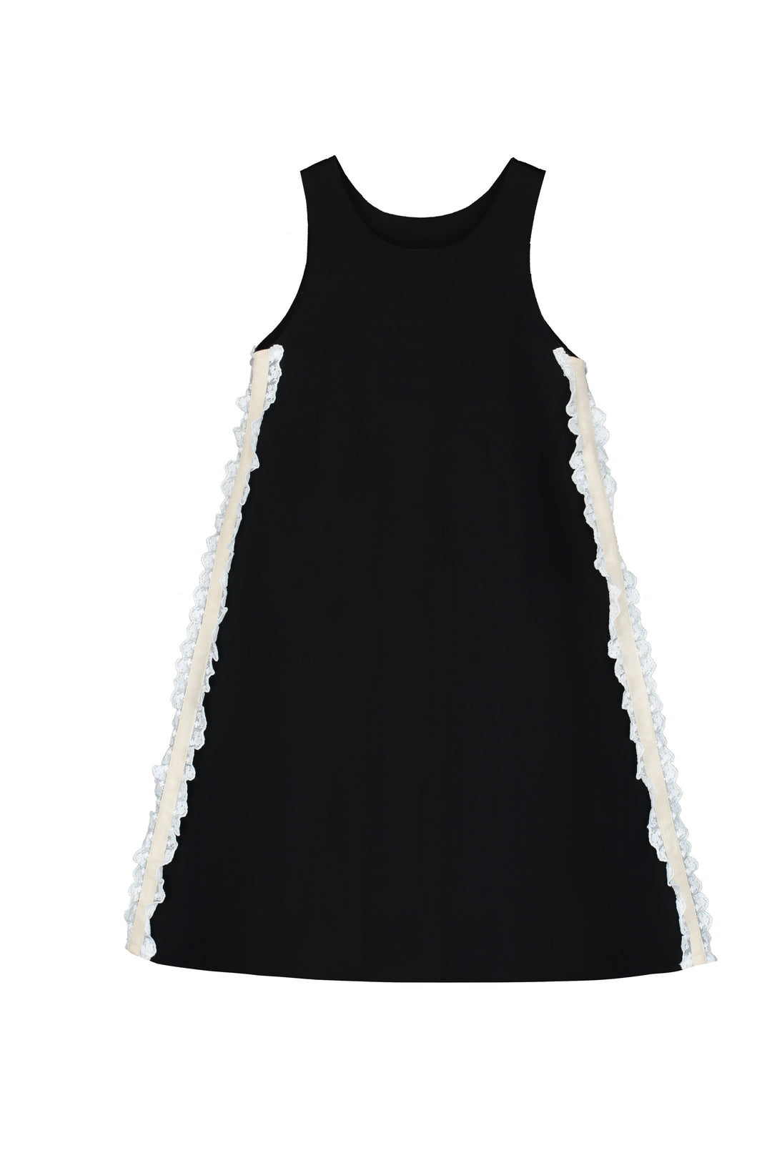 Neoprene Lace Apron Dress-Black