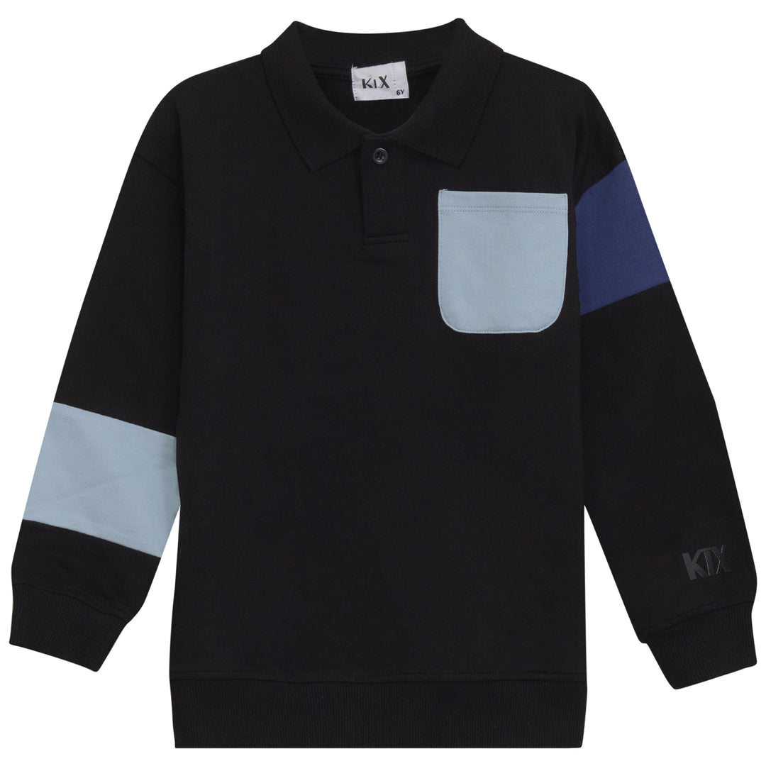 K6200-COLOR BLOCK POLO-BLACK/BLUE