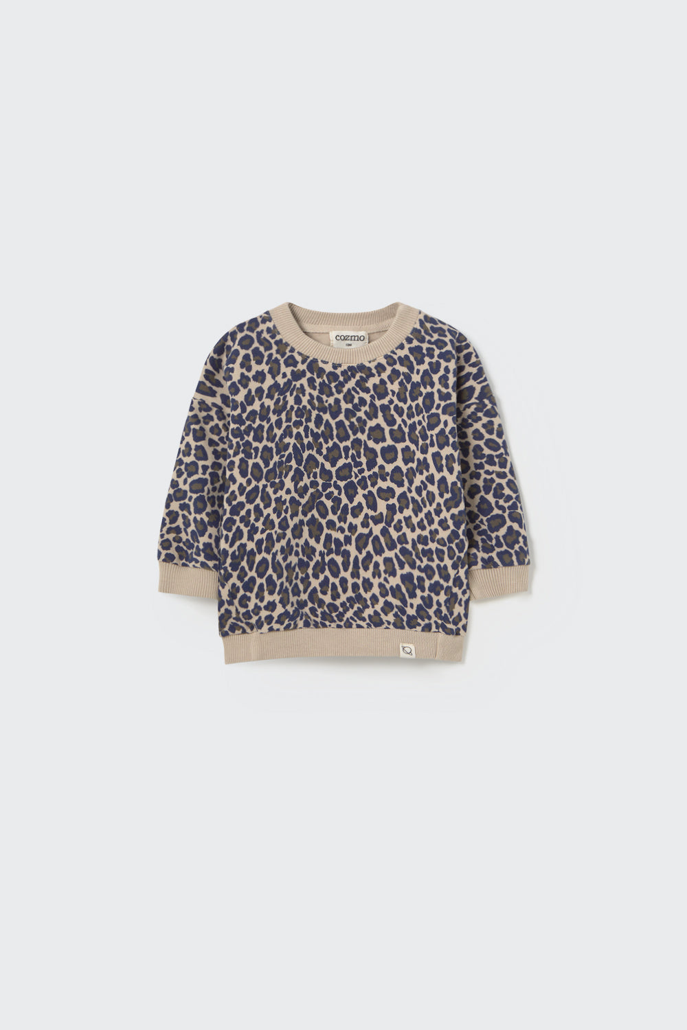 KELLY320w5-Animal print fleece baby sweatshirt-stone