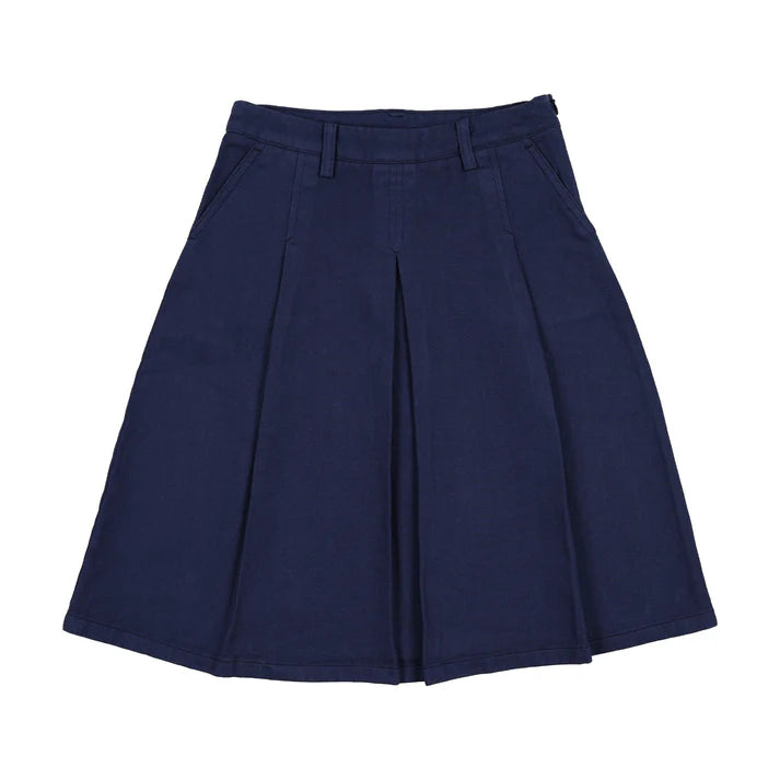 FAW25-13-DENIM PLEATED SKIRT-WASHED BLUE
