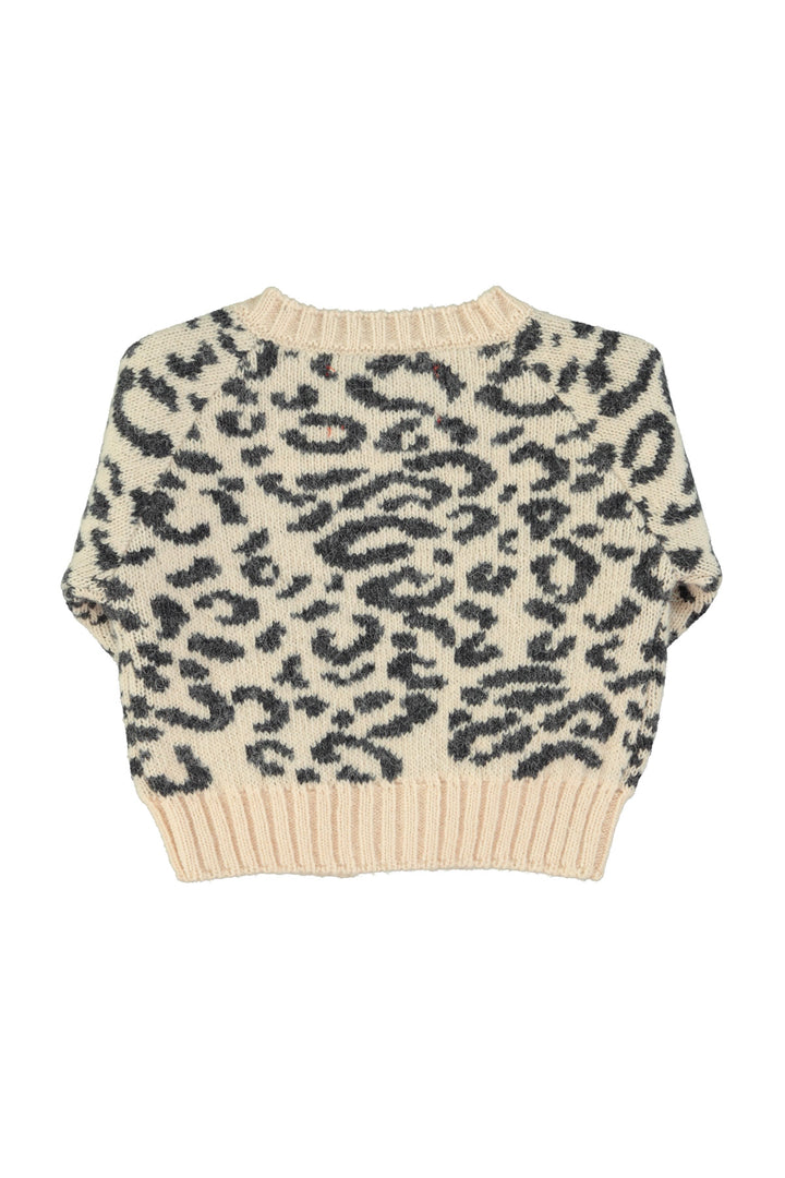 AW25.TRC2501A-Knitted baby cardigan | Light pink w/ black animal print-light pink