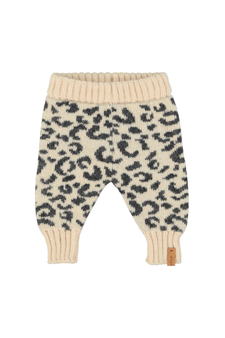 AW25.TRC2502A-Knitted baby leggings | Light pink w/ black animal print-light pink