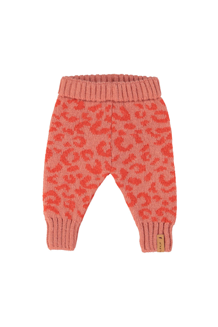 AW25.TRC2502-Knitted baby leggings | Pink w/ animal print-pink and orange