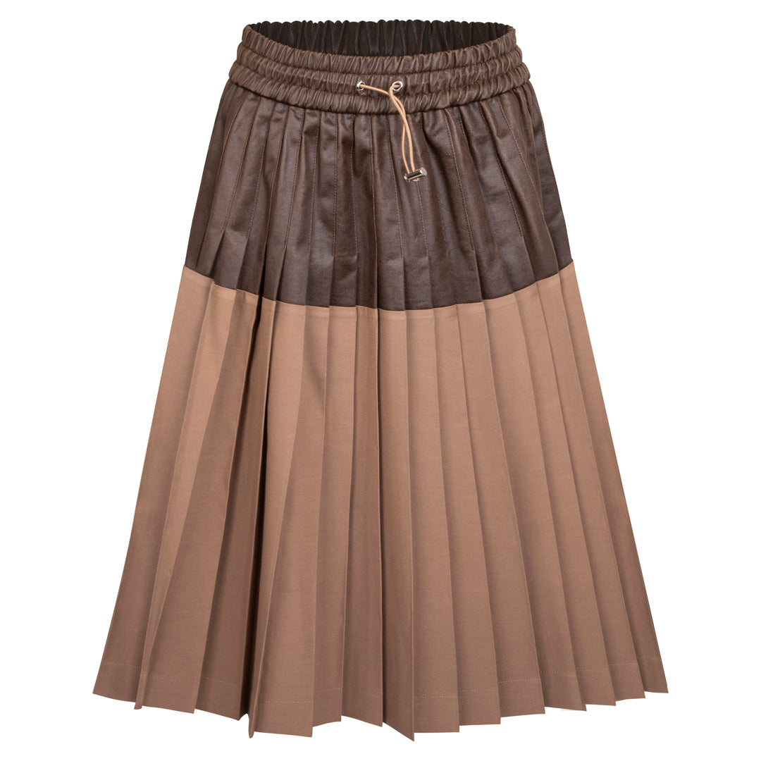 L211-Rose Pleated Skirt-Chocolate