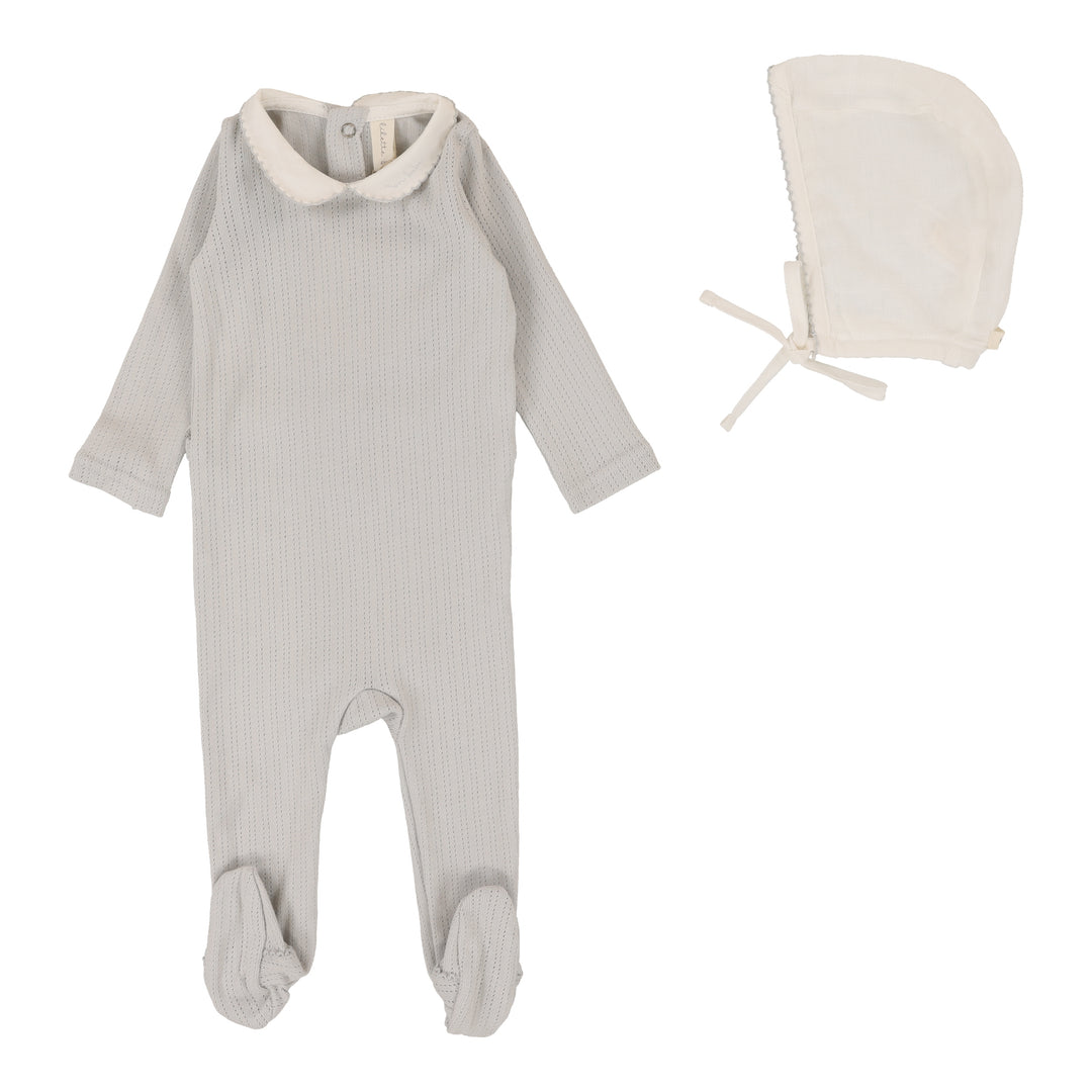 EDGED COLLAR FOOTIE SET-Light Blue