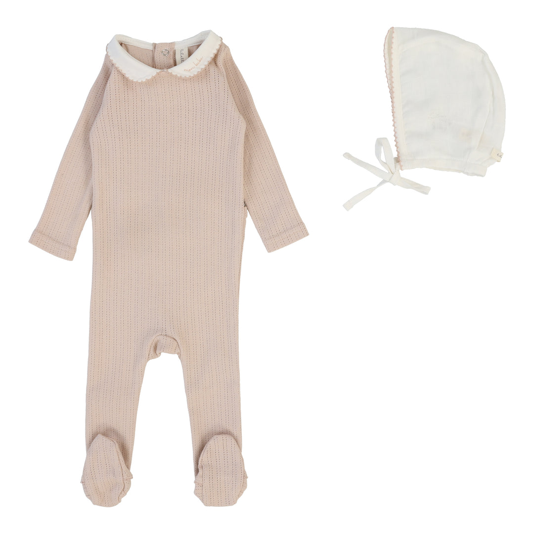 EDGED COLLAR FOOTIE SET-Blush