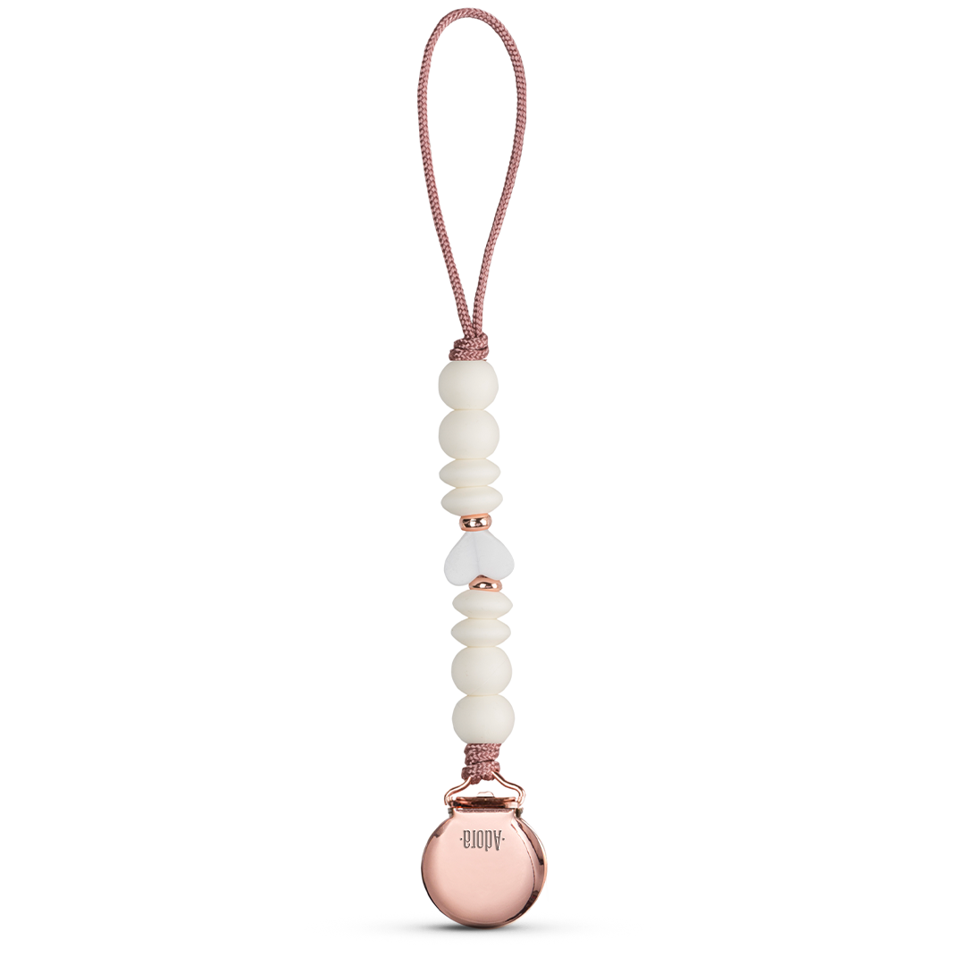 ADORA SCALLOPED PACIFIER CLIP SET-Vanilla Heart
