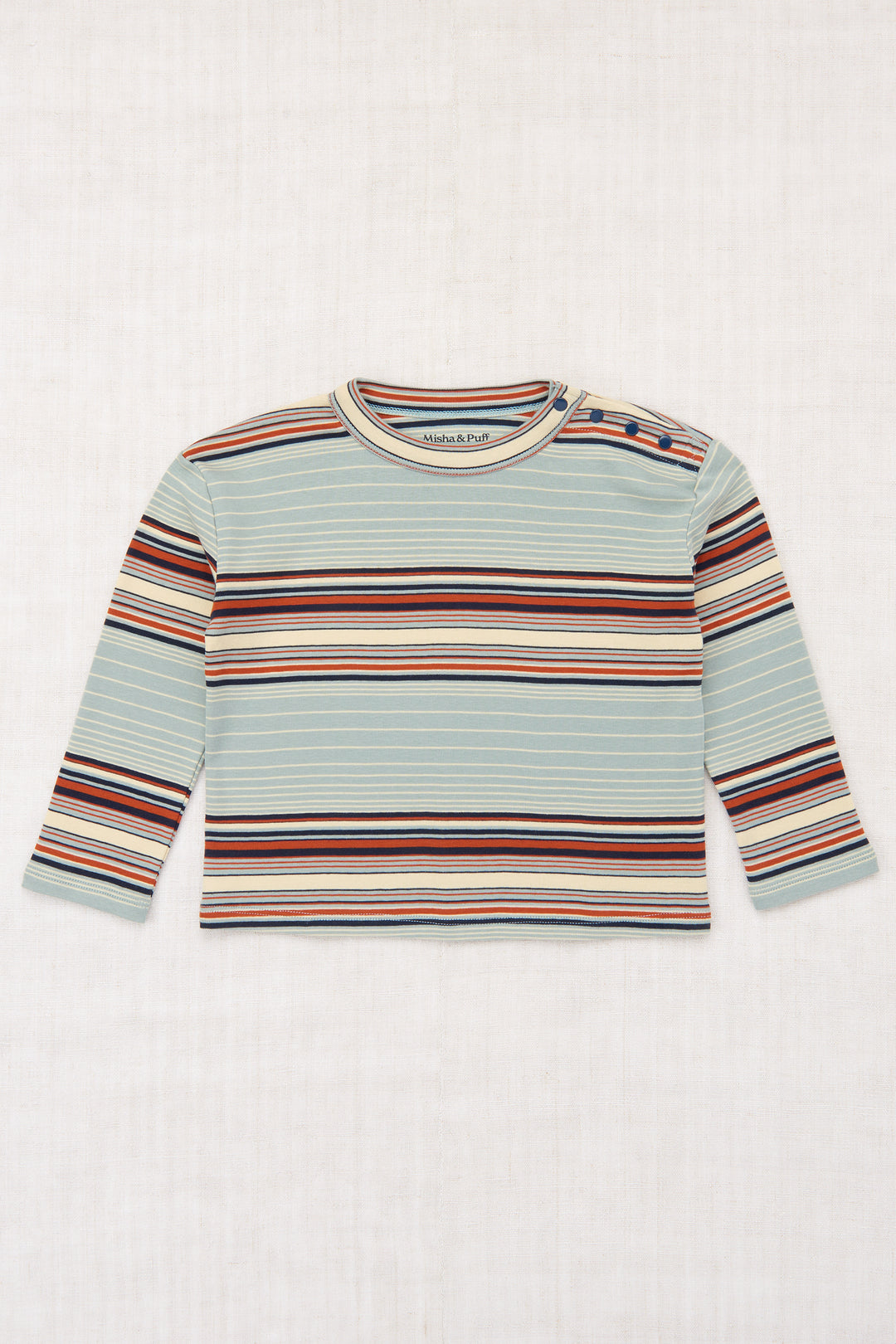 Long Sleeve Boxy Top-Overcast Patio Stripe