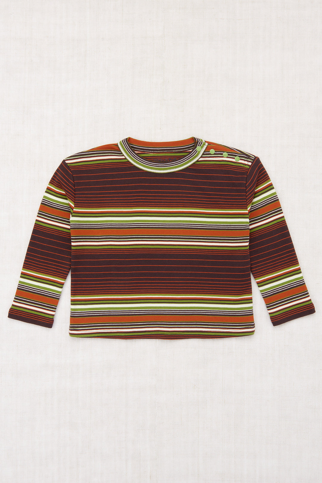 Long Sleeve Boxy Top-Raisin Patio Stripe