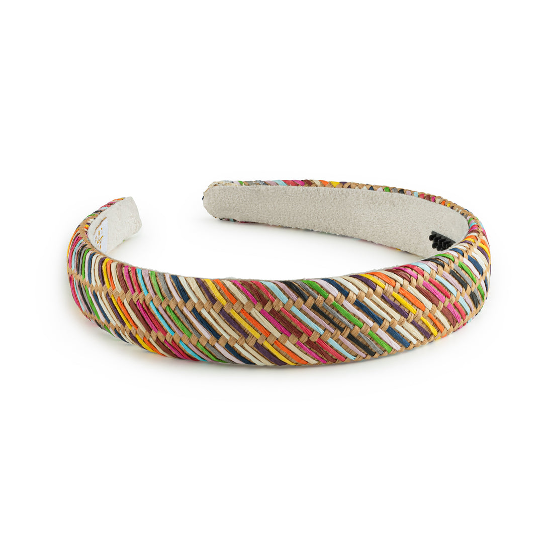 luxh005-Tabitha luxe linen headband rainbow