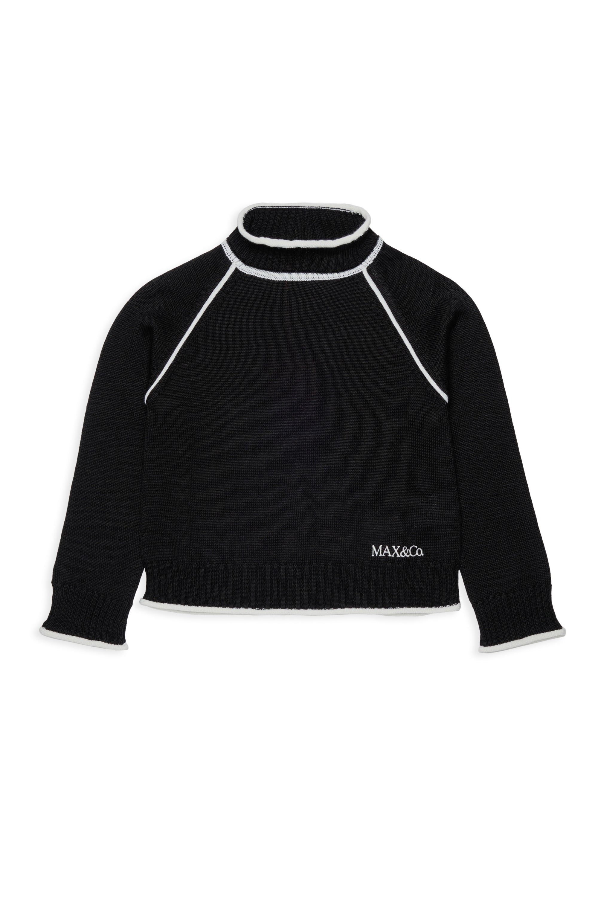 MX0405 MX02G BLACK RIBBED TURTLENECK WITH CONTRAST STITCHING